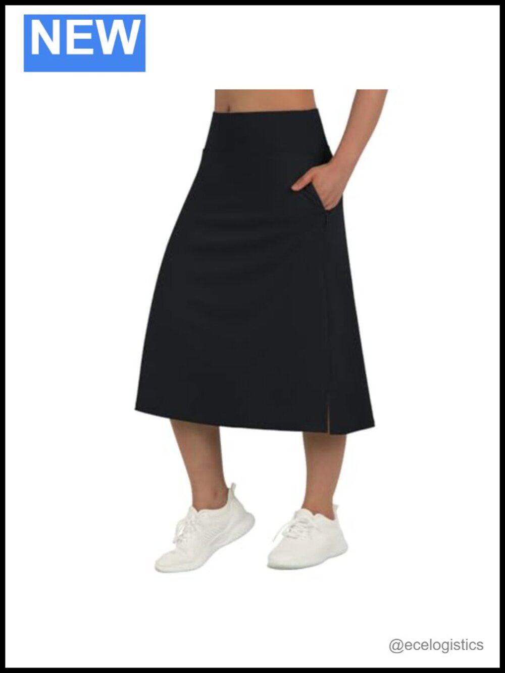 Women's 28" Long High Waisted Athletic Skort with Built-in Shorts and Zipper